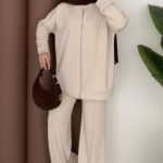 Oysh Muadil Fermuarlı İkili Takım - Bej