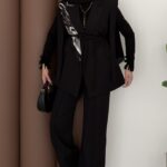 Stella Bağlamalı Yelek İkili Takım - Siyah