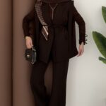 Stella Bağlamalı Yelek İkili Takım - Kahverengi