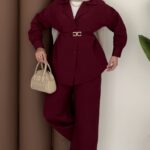 Vesna Basic Kemerli İkili Takım - Bordo