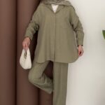 Baggy Keten İkili Takım - Haki