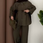 İvory Tensel Yakalı İkili Takım - Haki