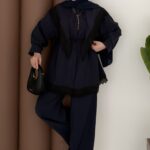 Güpür Yakalı Modal İkili Takım - Lacivert