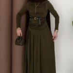 Drapeli Sandy Etekli İkili Takım - Haki