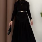 Drapeli Sandy Etekli İkili Takım - Siyah