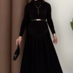 Drapeli Sandy Etekli İkili Takım - Siyah