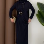 Fiori Sandy Tokalı Elbise - Lacivert