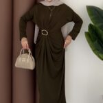 Fiori Sandy Tokalı Elbise - Haki