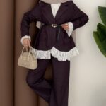 Elite Dantelli Kot İkili Takım - Mürdüm