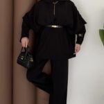 Arabic Pelerinli Modal İkili Takım - Siyah