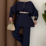 Arabic Pelerinli Modal İkili Takım - Lacivert