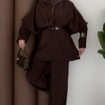 Arabic Pelerinli Modal İkili Takım - Kahverengi