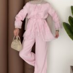 Lady Fırfırlı Vual İkili Takım - Pembe