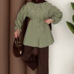 Diva Yakası Taşlı Gömlek - Haki