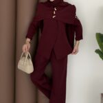 Deluxe Pelerin Blazer İkili Takım - Bordo