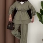 Sorti Fermuarlı İkili Takım - Haki