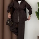 Sorti Fermuarlı İkili Takım - Kahverengi