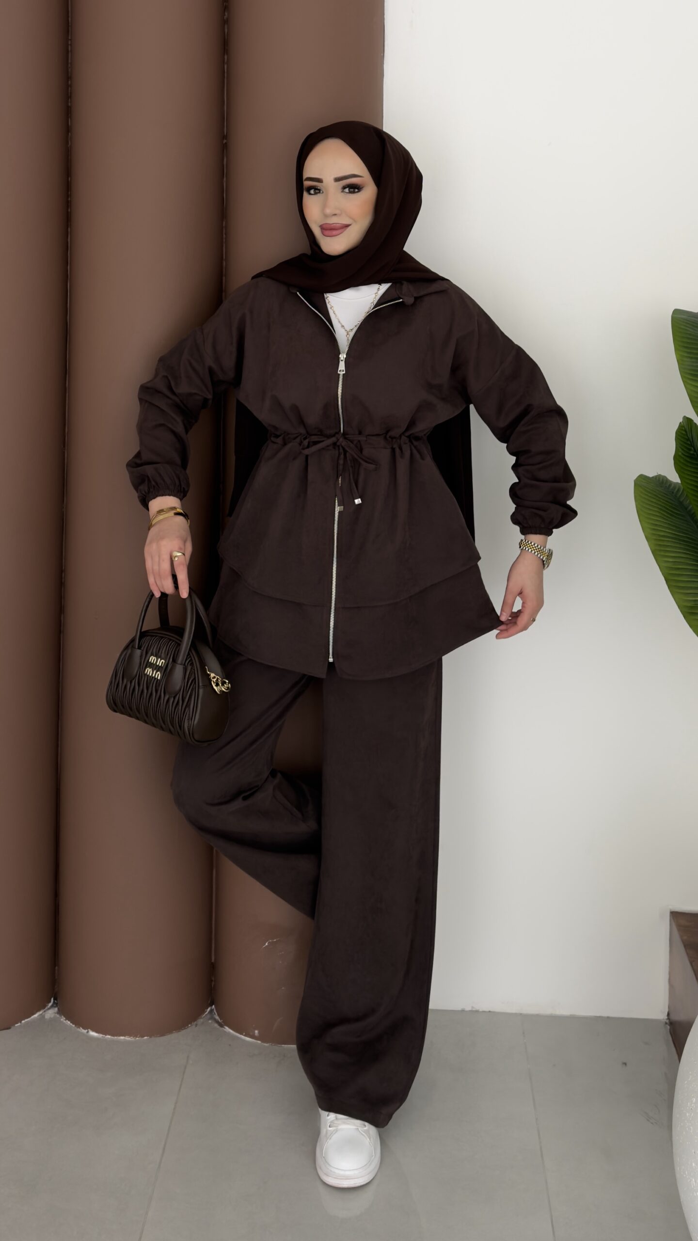 img_5628 Sorti Fermuarlı İkili Takım - Kahverengi - Görsel 1