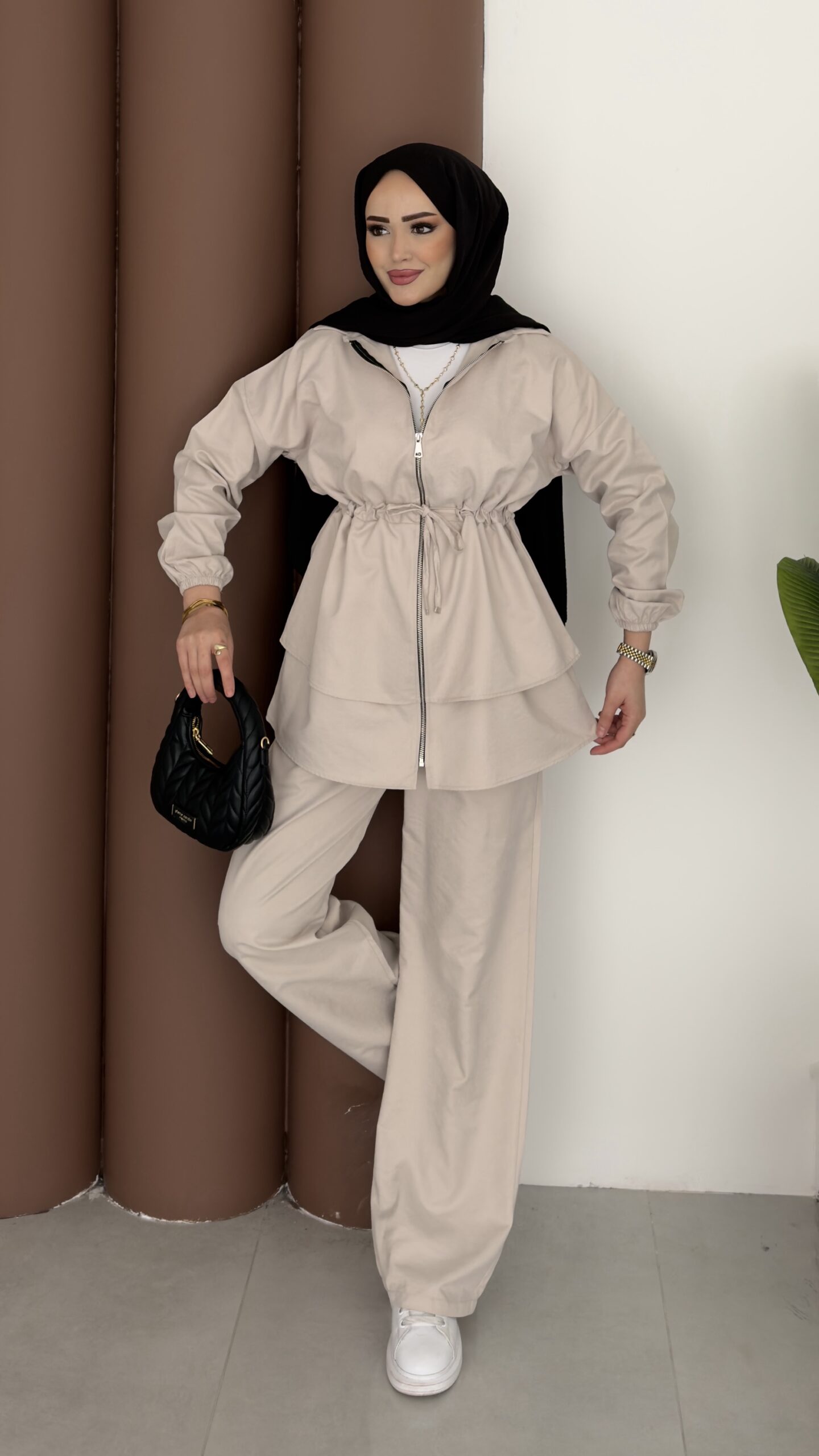 img_5633 Sorti Fermuarlı İkili Takım - Bej - Görsel 1