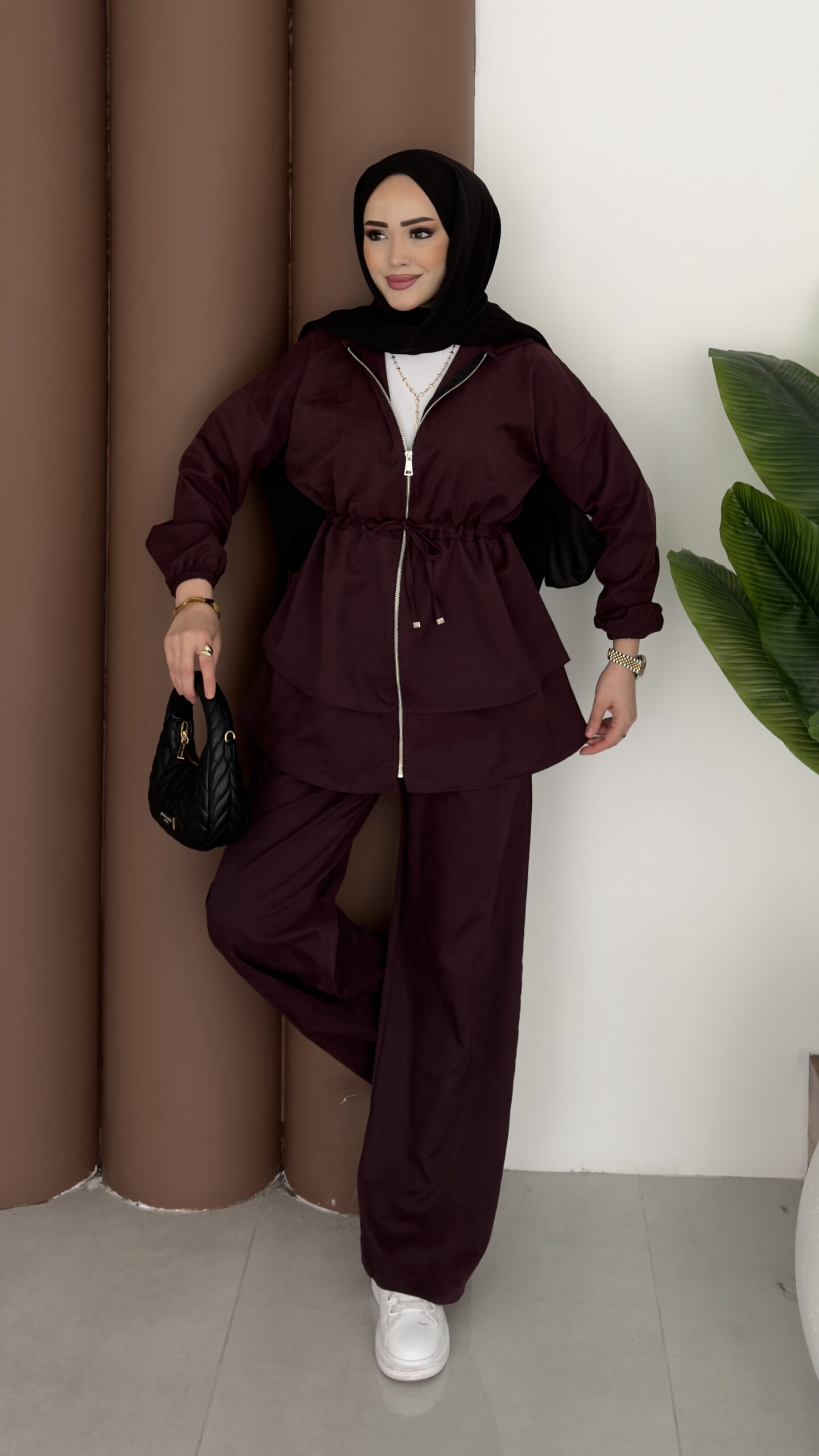 img_5640 Sorti Fermuarlı İkili Takım - Mürdüm - Görsel 1