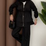 Sorti Fermuarlı İkili Takım - Siyah