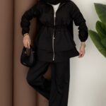 Sorti Fermuarlı İkili Takım - Siyah