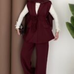 Carel Double Yelekli İkili Takım - Bordo