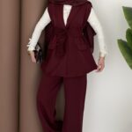 Carel Double Yelekli İkili Takım - Bordo