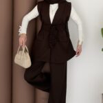 Carel Double Yelekli İkili Takım - Kahverengi