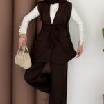 Carel Double Yelekli İkili Takım - Kahverengi