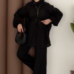 Casual Modal Kemerli İkili Takım - Siyah