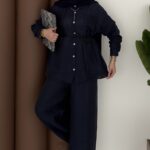 Elinnor Müslin Kemerli İkili Takım - Lacivert