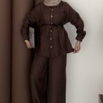 Elinnor Müslin Kemerli İkili Takım - Kahverengi