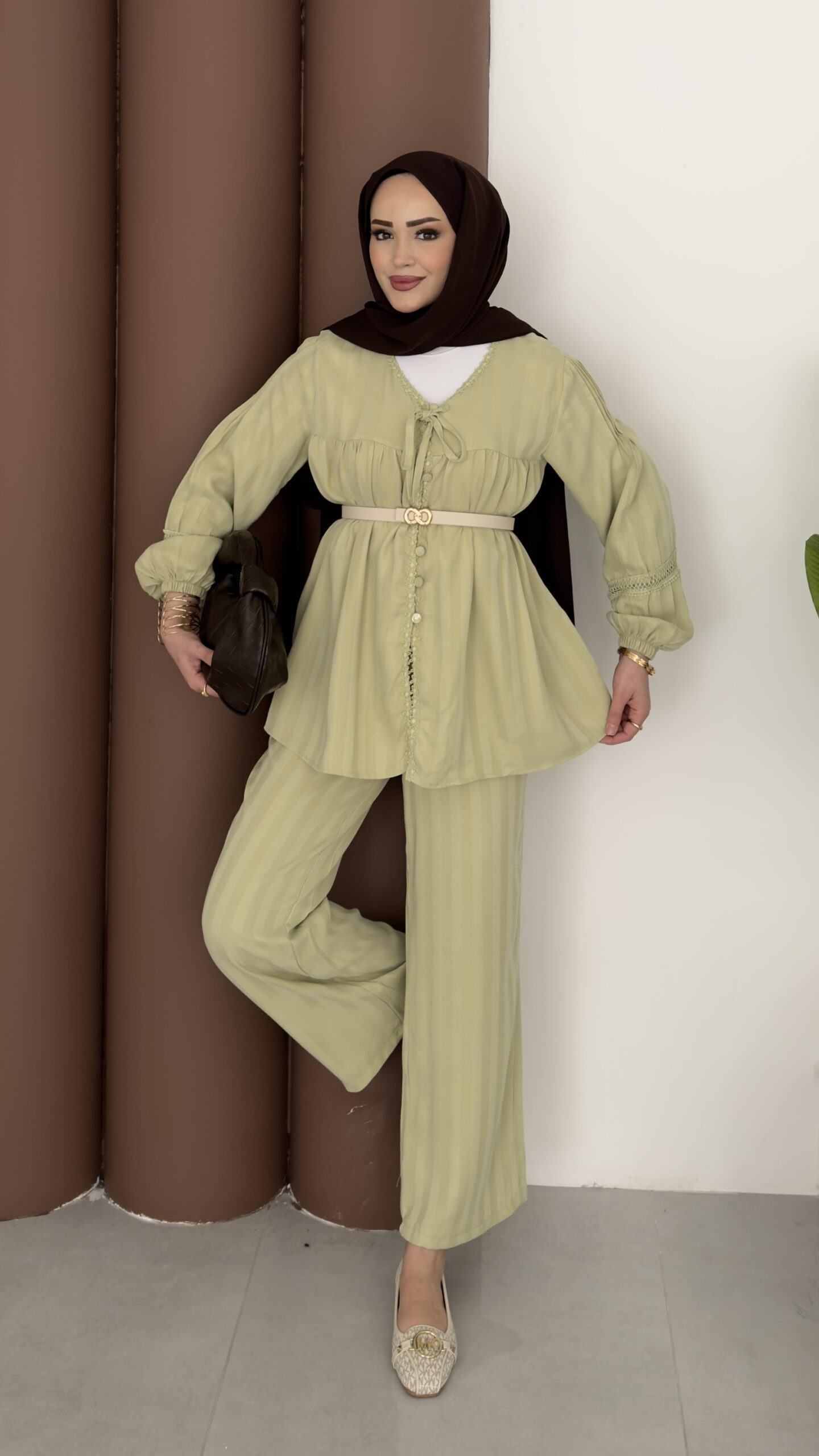 img_7515-2 Harwest Premium Tensel İkili Takım - Yağyeşil - Görsel 1