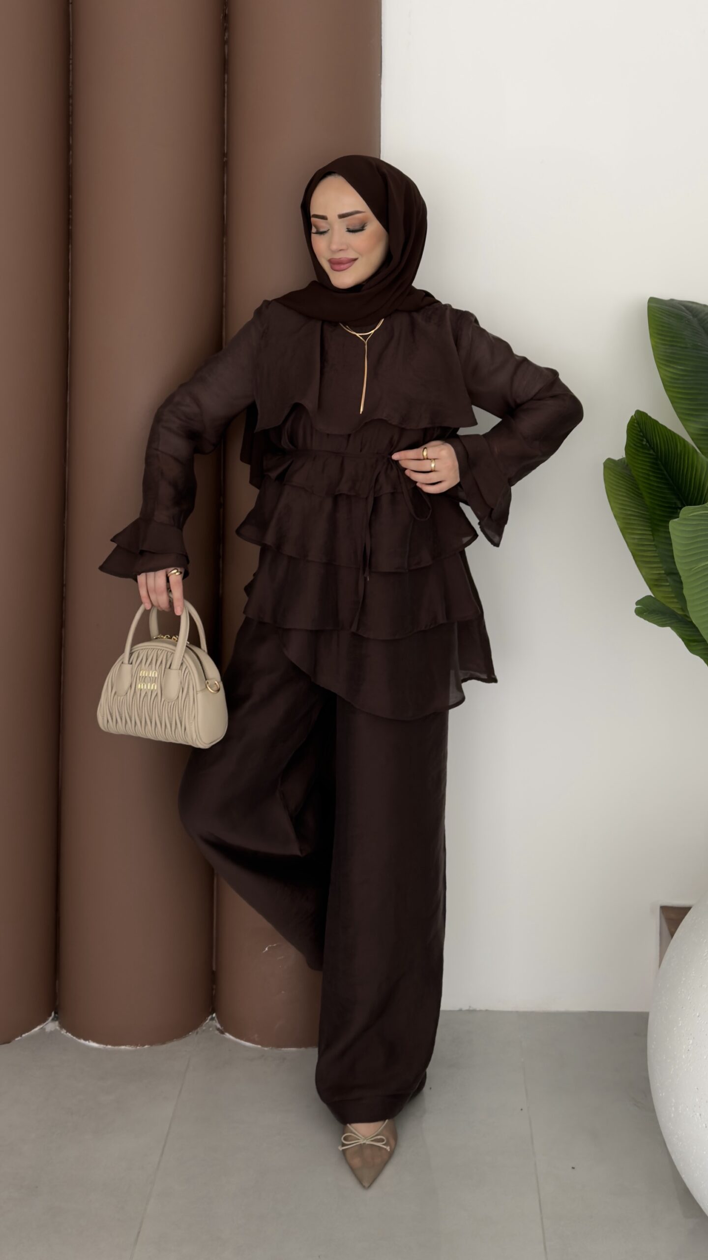 img_7676-2 Princess Kat Kat Vual İkili Takım - Kahverengi - Görsel 1