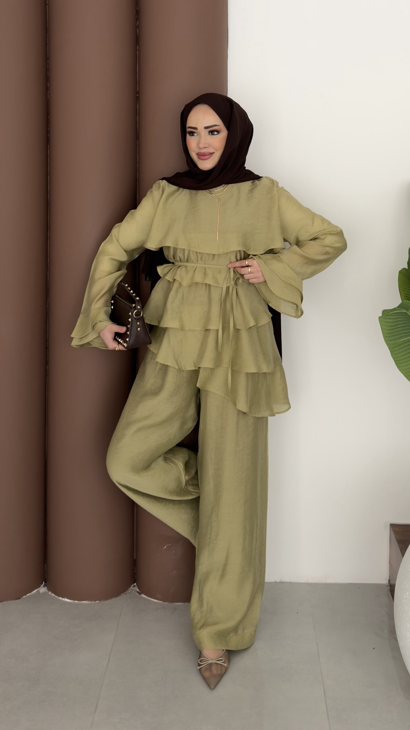 img_7685 Princess Kat Kat Vual İkili Takım - Yağyeşil - Görsel 1