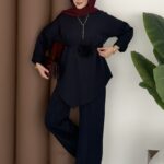 Anvelop Güllü Dabıl İkili Takım - Lacivert