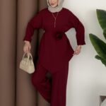 Anvelop Güllü Dabıl İkili Takım - Bordo