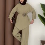 Anvelop Güllü Dabıl İkili Takım - Yağyeşil