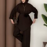 Anvelop Güllü Dabıl İkili Takım - Kahverengi