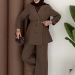 Natural Keten İkili Takım - Kahverengi