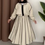 Muadil Biye Detaylı Etek İkili Takım - Bej