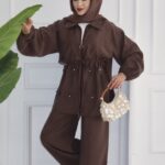 Flower İnci Tensel İkili Takım - Kahverengi