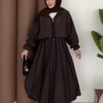 Muadil Biye Detaylı Etek İkili Takım - Kahverengi