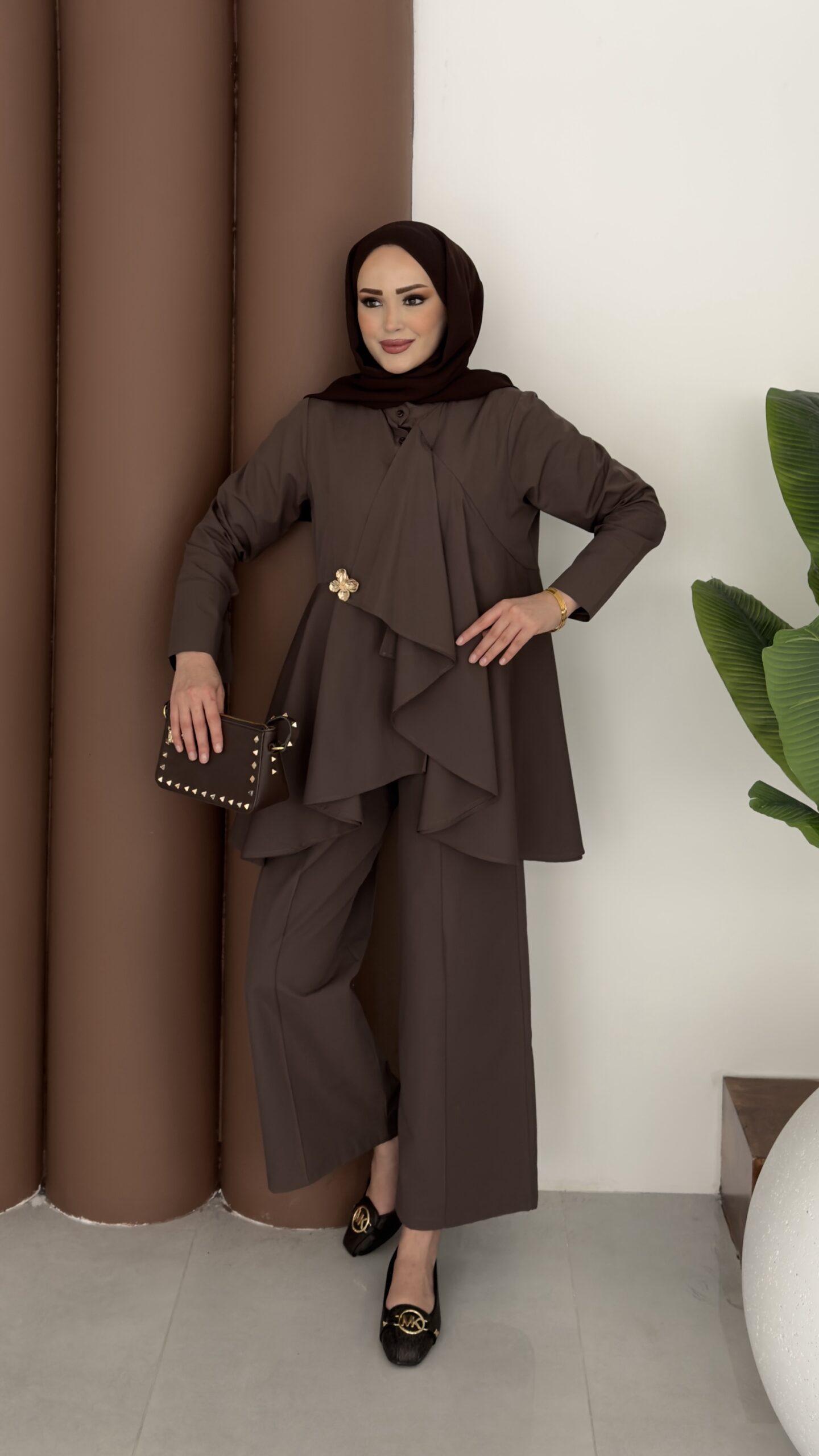 img_0748-2 Dream Bronşlu İkili Takım - Kahverengi - Görsel 1