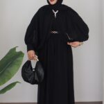 Pelerin Kemerli Şifon Tulum - Siyah