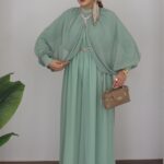 Pelerin Kemerli Şifon Tulum - Mint