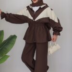 Qampüs Garnili Tensel İkili Takım - Kahverengi