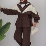 Qampüs Garnili Tensel İkili Takım - Kahverengi