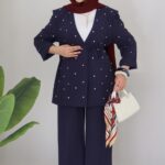 Shine Keten Ceket İkili Takım - Lacivert